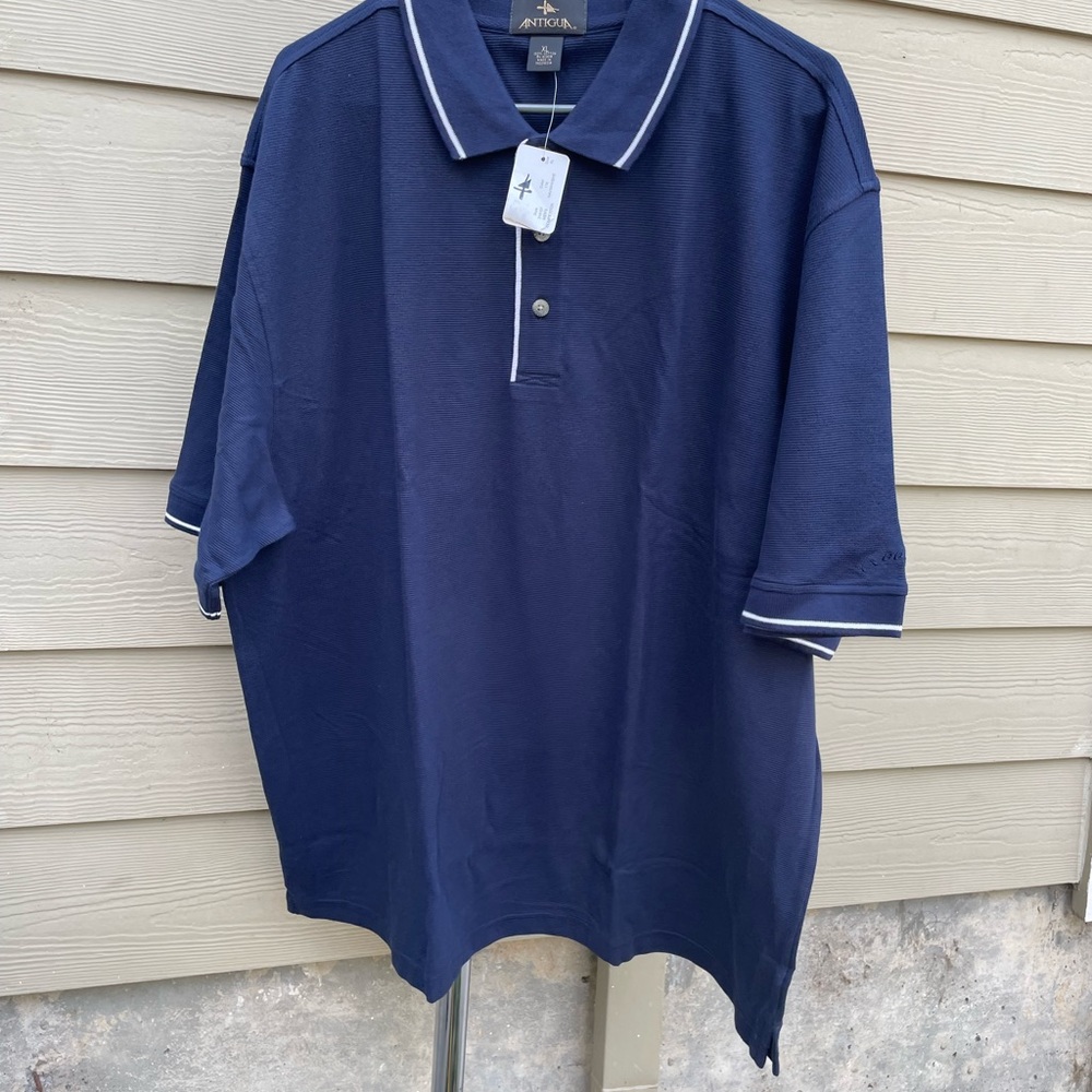 Antigua Men's Polo Shirt in Navy with White Accents